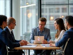 Consultant meeting with client team for discovery session